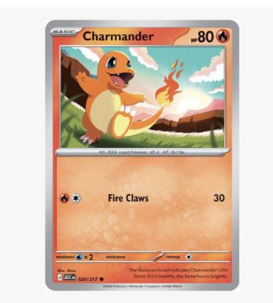 Thẻ pokemon Charmander, Khủng long lửa chính hãng 025/190 020/210 - Ảnh 4