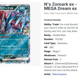 Thẻ RR N's Zoroark ex - 112/193 - M2a - Pokemon chính hãng tại DK Poke Mart - Ảnh 2