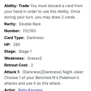 Thẻ RR N's Zoroark ex - 112/193 - M2a - Pokemon chính hãng tại DK Poke Mart - Ảnh 3