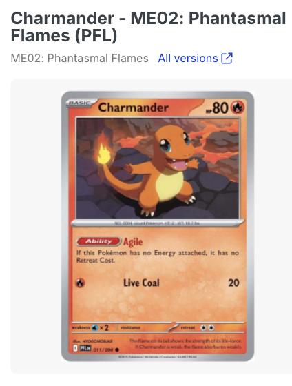 Thẻ pokemon Charmander, Khủng long lửa chính hãng 025/190 020/210 - Ảnh 3
